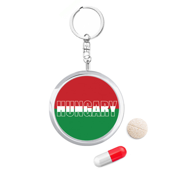 Hungary Country Flag Name Pill Case Portable Container for Purse
